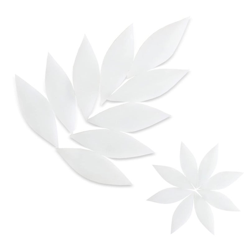 80pcs100g Pack of Mosaic Tile Supplies for DIY Crafts Plates Picture Frames Flowerpots Handmade Jewelry 11x25 cm Petal Leaves Glass Decorative Tiles White