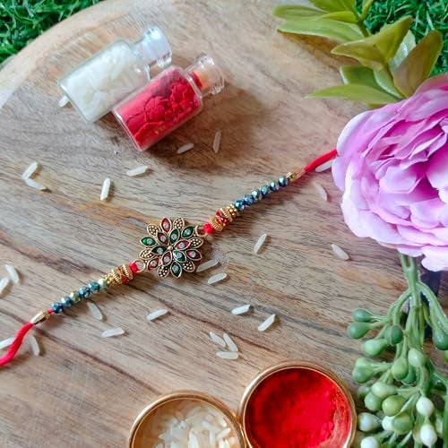 PICRAZEE Raksha Bandhan Gift Set for Brother – Rakhi, 12” Cushion with Filler, Mug, Table Standy, Roli-Chawal Bottles, Keyring, Fridge Magnet & Greeting Card - Image 2