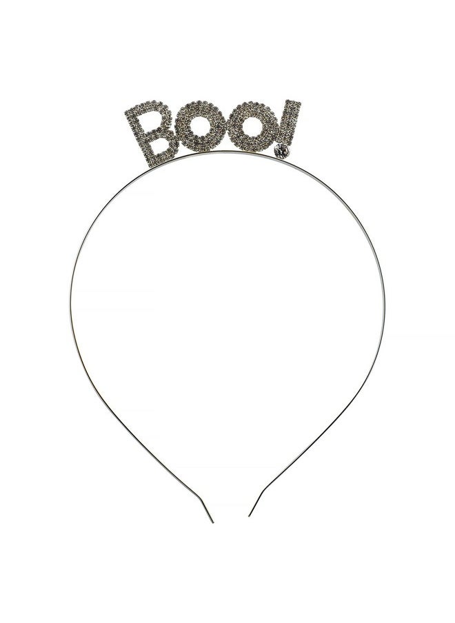 Lux Accessories Ux Accessories Halloween Silvertone Bling Boo! Fashion Headband  - Image 1