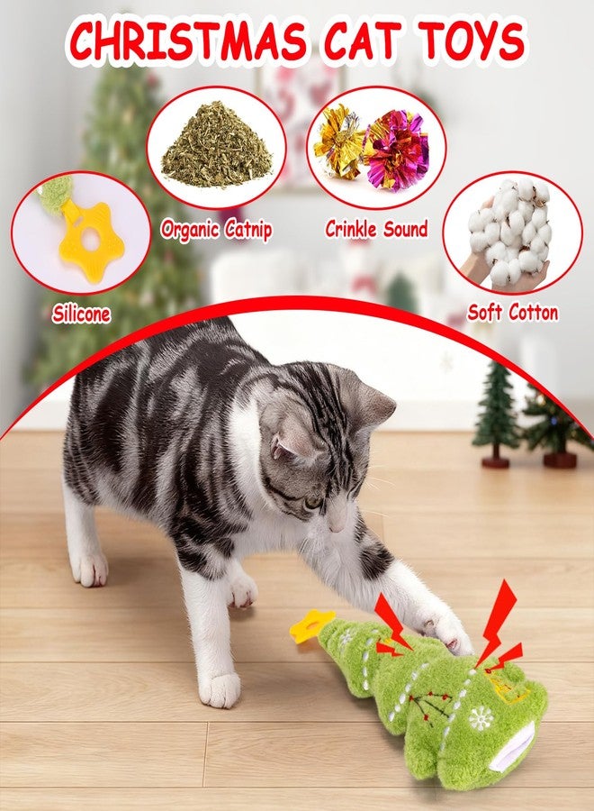 Retro Shaw Christmas Cat Toys, Kitty Xmas Catnip Toys 15.5 Inches Christmas Tree with Crinkle Sound, Safe Kitten Teeth Cleaning Toy, Interactive Kitty Kicker Toy - Image 2