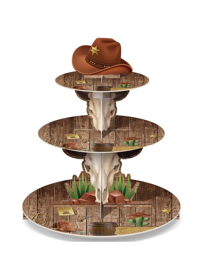 Zopeal Western Cowboy Cupcake Stand Party Decoration Western Long Horn Cow Cupcake Holder Cowboy Theme Cake Holder Westerns Birthday Dessert Stand for Wild West Baby Shower Birthday Party Supplies - Image 1