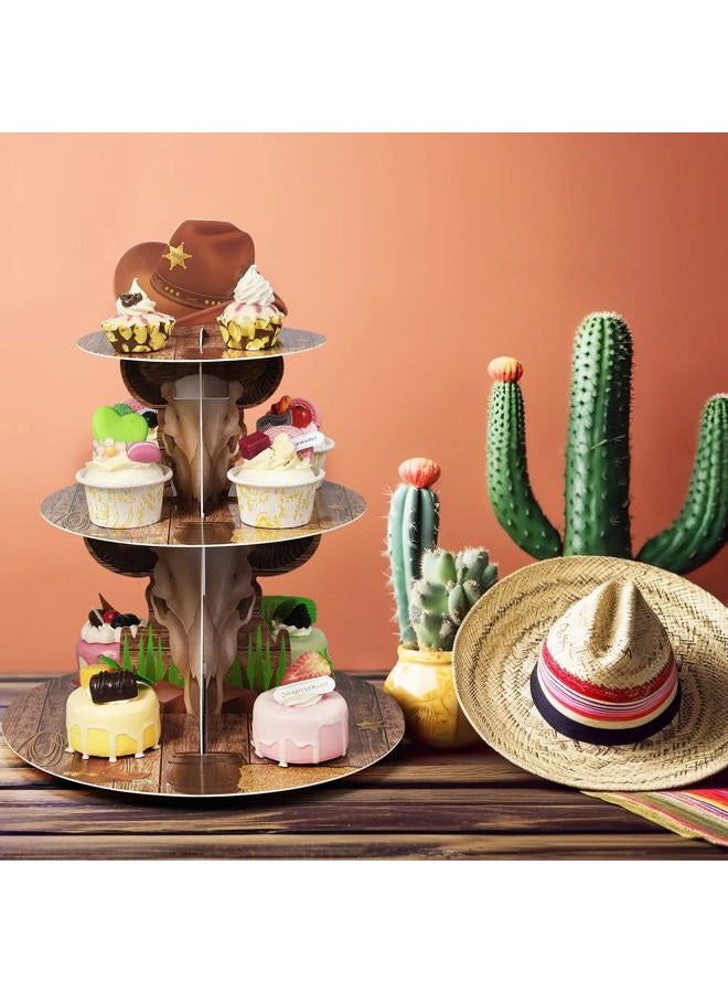 Zopeal Western Cowboy Cupcake Stand Party Decoration Western Long Horn Cow Cupcake Holder Cowboy Theme Cake Holder Westerns Birthday Dessert Stand for Wild West Baby Shower Birthday Party Supplies - Image 5