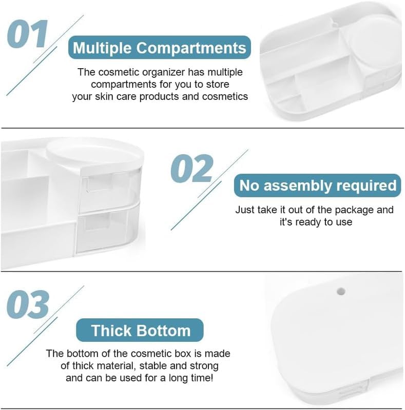 Snivy Snivy Large Capacity Cosmetic Organizer with Transparent Drawers - Plastic Countertop Makeup Storage Box, Multi-Functional Lightweight Skincare and Lipstick Shelf - 1 pc  - Image 2