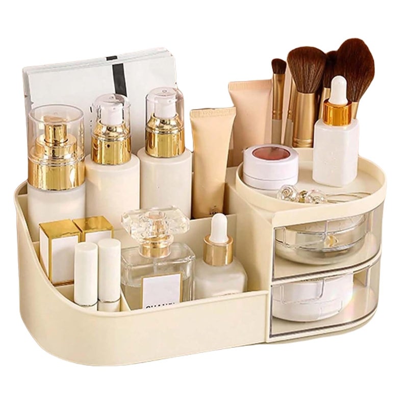 Snivy Snivy Large Capacity Cosmetic Organizer with Transparent Drawers - Plastic Countertop Makeup Storage Box, Multi-Functional Lightweight Skincare and Lipstick Shelf - 1 pc  - Image 1