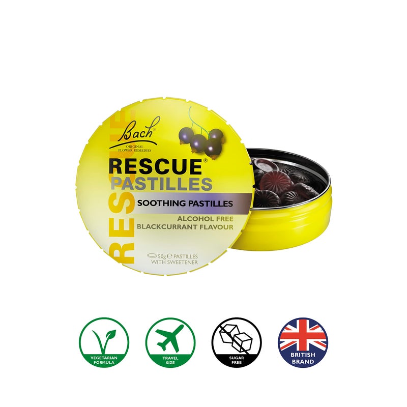 RESCUE Bach Flower Essences Rescue Remedy Pastilles, Black Currant,1.7 Ounce, 4 Count - Image 2