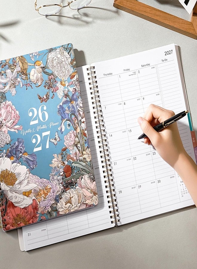 Journaltastic Planner 2026-2027 - Academic Planner, 2026-2027 Planners Weekly and Monthly, July 2026 - June 2027, 8.5" x 11", Colorful Monthly Tabs, Storage Pocket, Spiral Bound for School Office Home - Floral - Image 2