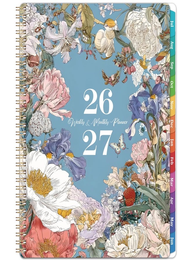 Journaltastic Planner 2026-2027 - Academic Planner, 2026-2027 Planners Weekly and Monthly, July 2026 - June 2027, 8.5" x 11", Colorful Monthly Tabs, Storage Pocket, Spiral Bound for School Office Home - Floral - Image 1