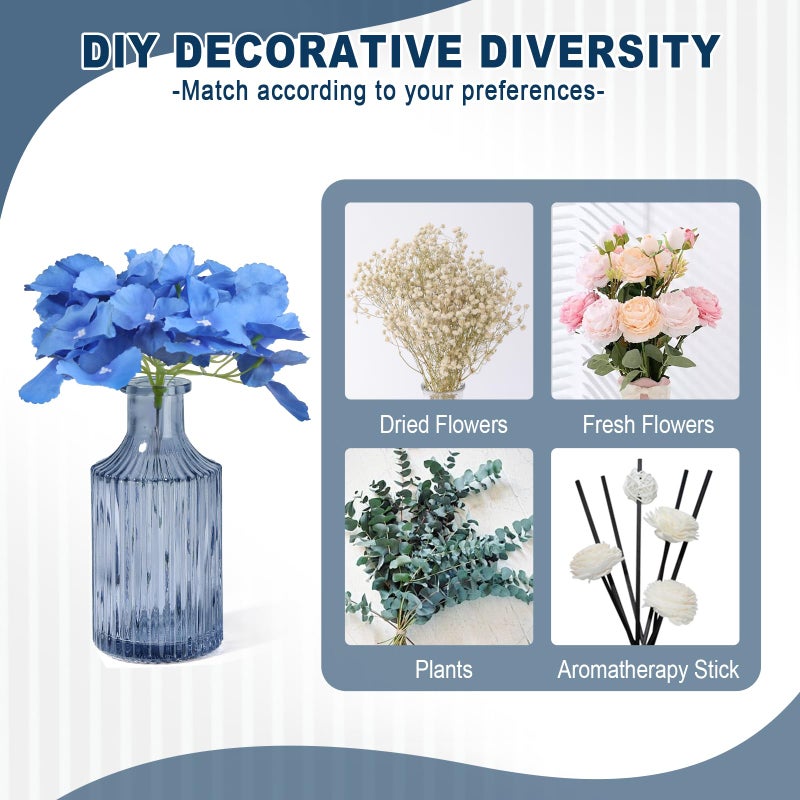 Kasunting Blue Bathroom Accessories 5 Pcs, Glass Bathroom Accessory Set, Vintage Blue Bathroom Set, Royal Soap Dispenser and Toothbrush Holder Set, Qtip Holder, Small Flower Vase, Modern Bathroom Decor - Image 5