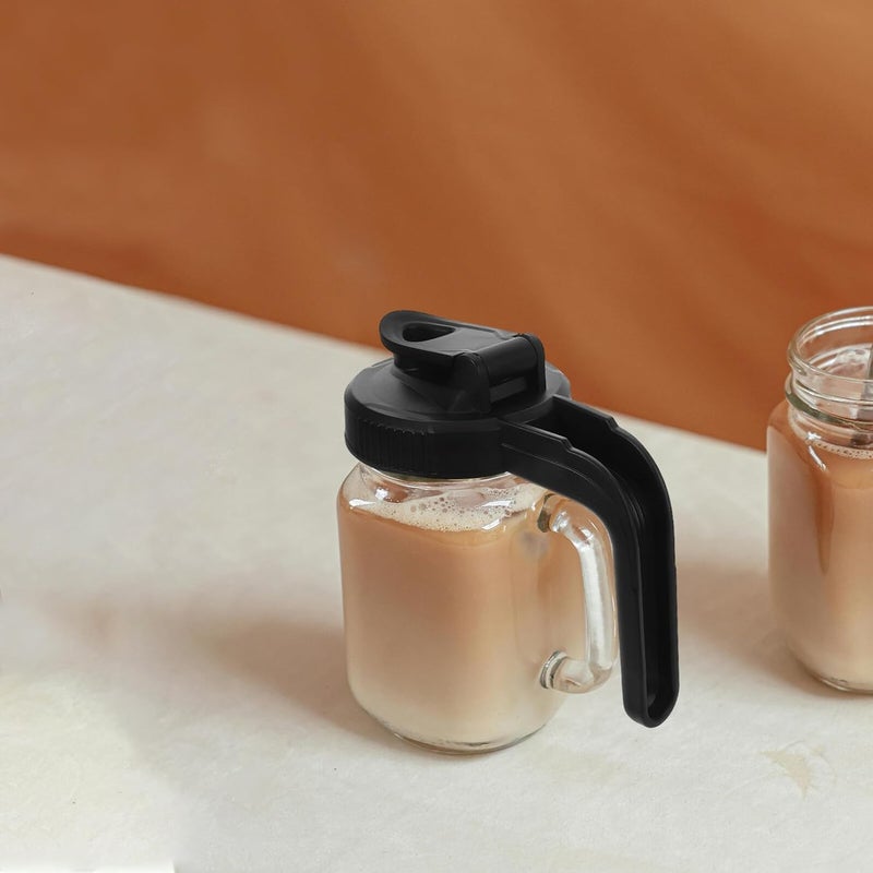 MAGICLULU Mason Jar Lid with Spout Flip Cap and Built-in Filter Screen, Wide Mouth Airtight Jar Seal Lid for Juice and Beverage Pouring, Black Handle Cover for Kitchen and Canning Use - Image 5