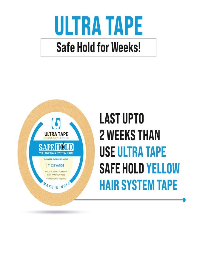 SAFEHOLD Hair Patch Yellow Tape| Hair Wig Tape| Ultra Hold Tape | Double-sided Hair Patch| Cotton-Cloth | Waterproof | Maximum Hold upto 2 weeks_Yellow_1 inch_5 Yards - Image 3