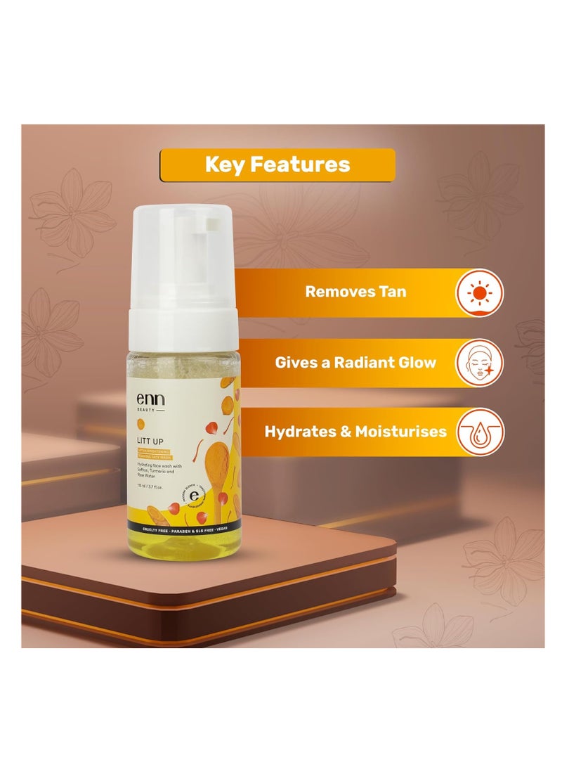Enn Litt Up Ubtan Foaming Face Wash for Tan Removal and Skin Brightening with Turmeric and Saffron for Glowing Skin 110ml - Image 2