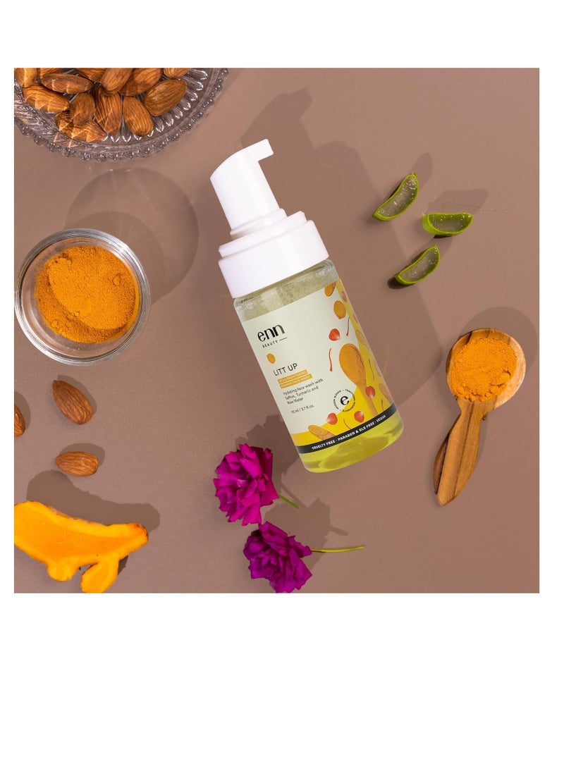 Enn Litt Up Ubtan Foaming Face Wash for Tan Removal and Skin Brightening with Turmeric and Saffron for Glowing Skin 110ml - Image 5