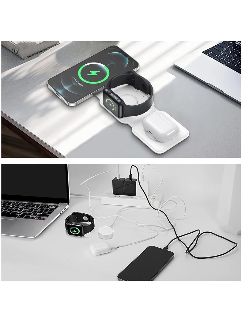 3 in 1 Wireless Charging Station for Apple Multple Devices - Foldable Magnetic Wireless Charger Dock -Travel 15W Charging Pad for iPhone 16 15 14 13 12 Pro/Pro Max/Plus/Watch & Airpods All Series  - Image 2