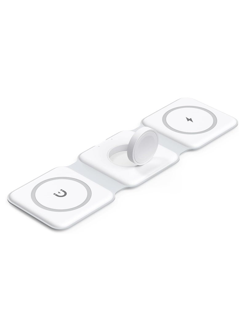 3 in 1 Wireless Charging Station for Apple Multple Devices - Foldable Magnetic Wireless Charger Dock -Travel 15W Charging Pad for iPhone 16 15 14 13 12 Pro/Pro Max/Plus/Watch & Airpods All Series  - Image 3