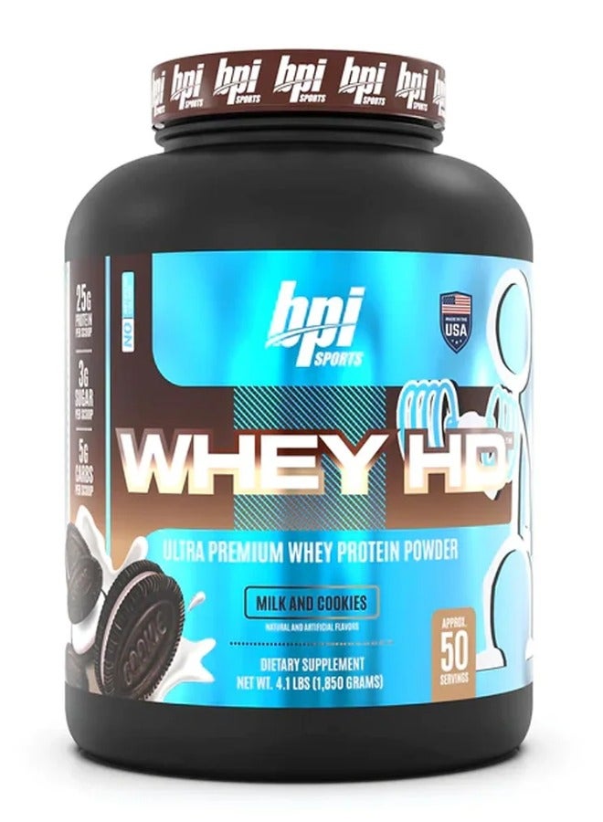 BPI SPORTS Whey Hd Ultra Premium Protein 50 Servings Milk And Cookies 1850 G