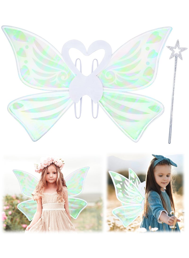 Luckam Fairy erfly Wings for Girls Glowing Elf Angel Tinkerbell Princess with Wand Carnival Party Performance Costume Cosplay Dress Up Favor Women 16.1x23.2in - Image 1