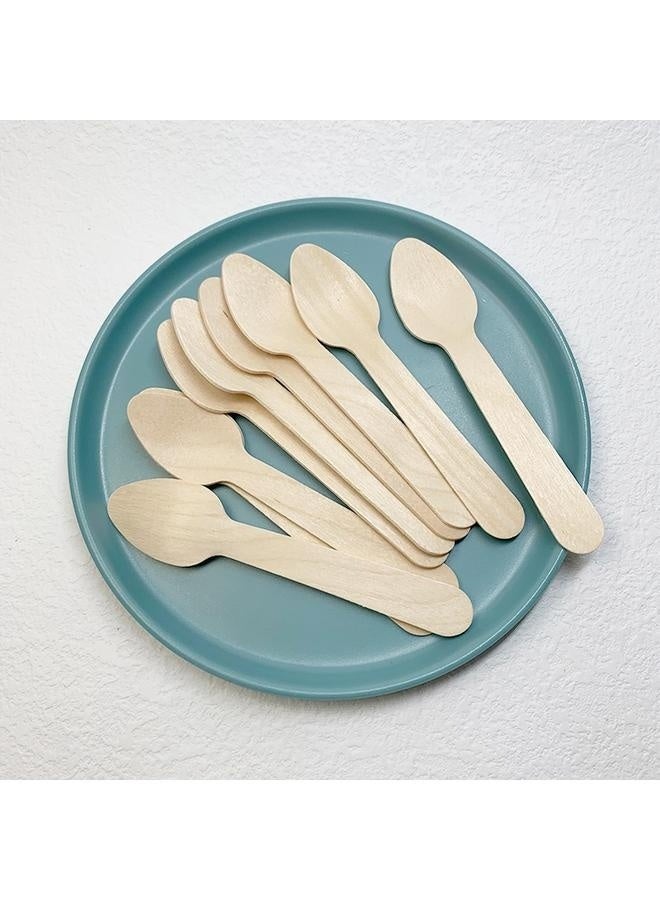 Wooden Cutlery Spoons- Pack of 100-LotFancy Disposable Wooden Spoons, Wood Cutlery Spoon, Biodegradable  - Image 1