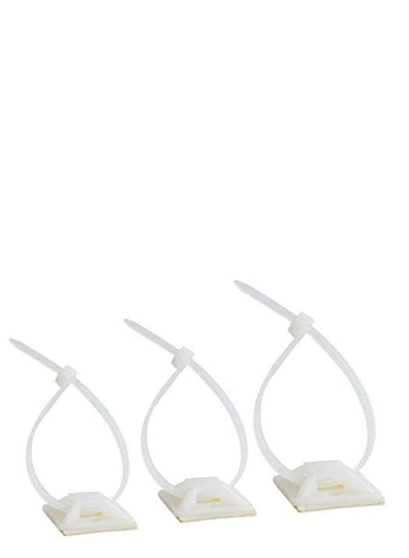 Mounting Base Wall Clamps 40x40 Adhesive Cable Tie Mount Cord White