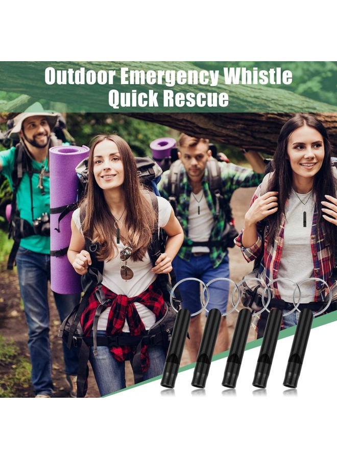 Frienda 35 Pieces Emergency Whistle with Keychain, Aluminum Emergency Survival Whistle for Camping Hiking Hunting Outdoors Sports, Loud Sound (Black) - Image 2