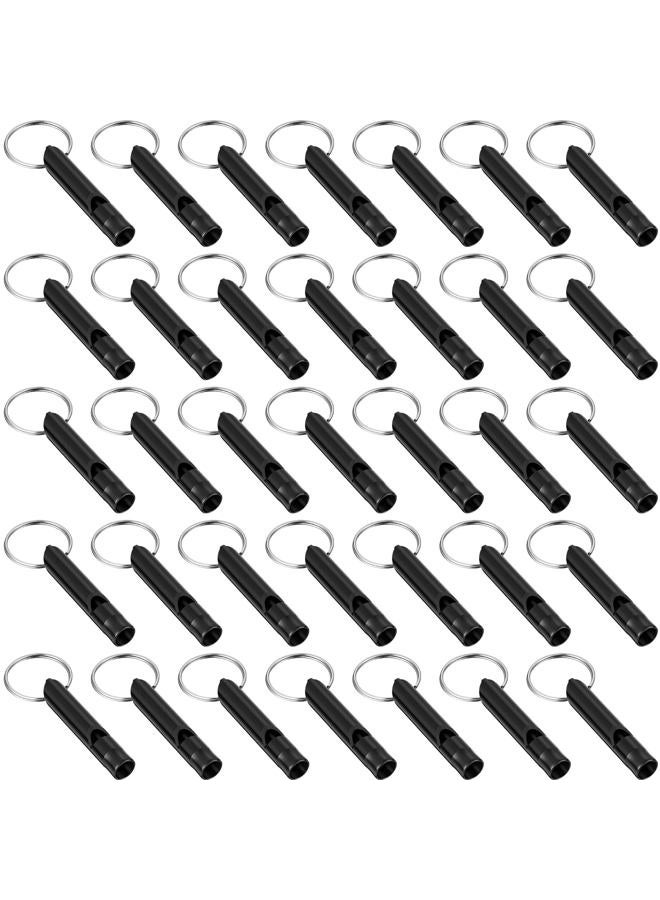 Frienda 35 Pieces Emergency Whistle with Keychain, Aluminum Emergency Survival Whistle for Camping Hiking Hunting Outdoors Sports, Loud Sound (Black) - Image 1