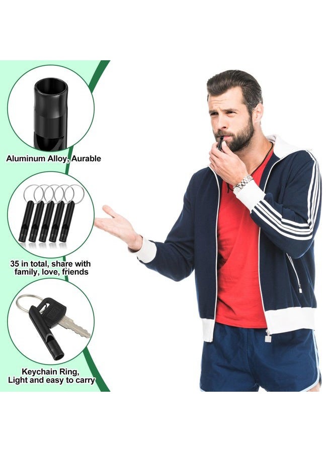 Frienda 35 Pieces Emergency Whistle with Keychain, Aluminum Emergency Survival Whistle for Camping Hiking Hunting Outdoors Sports, Loud Sound (Black) - Image 5