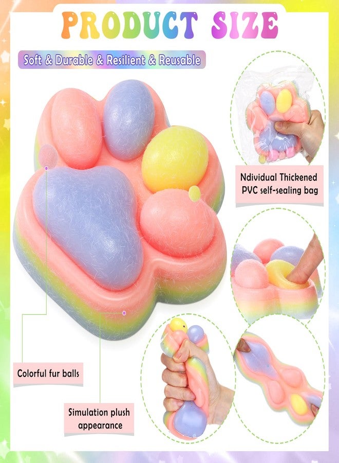 Arrowbash 10 Pack 5 Inch Giant Cat Paw Taba Squeeze, Big Cat Paw Squeeze Colorful Large Taba Soft Silicone Handmade Stretchable Springy Gifts for Adult Office Stress Relief Birthday Novelty (Plush) - Image 3
