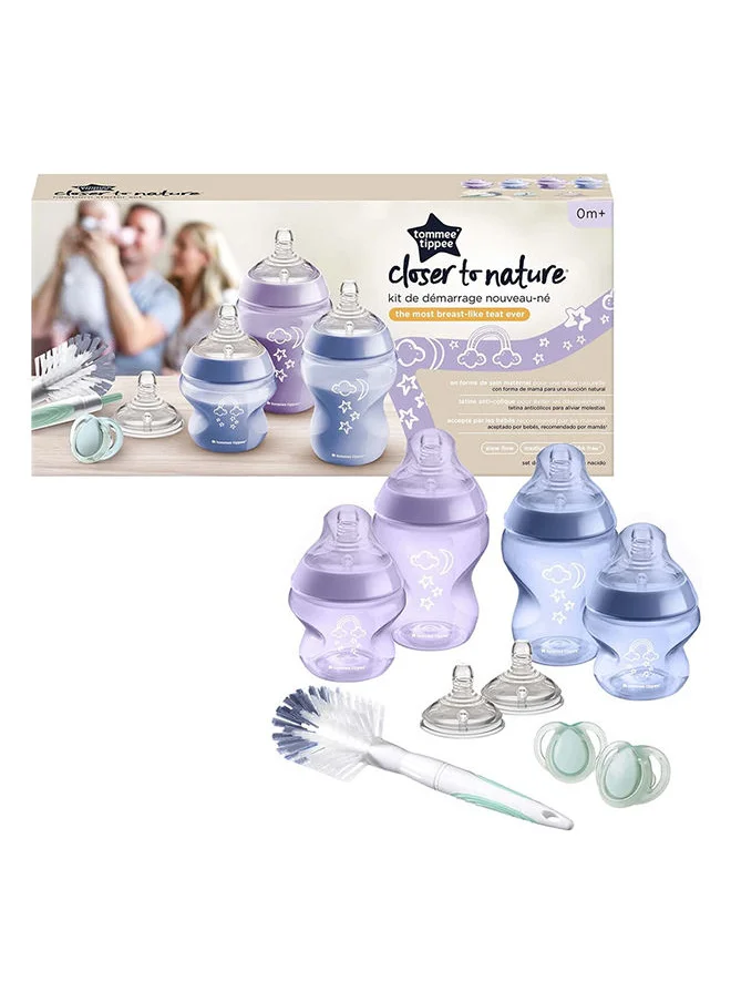 تومي تيبي Closer To Nature Newborn Baby Bottle Starter Kit, Breast-Like Teats With Anti-Colic Valve, Mixed Sizes, Pink