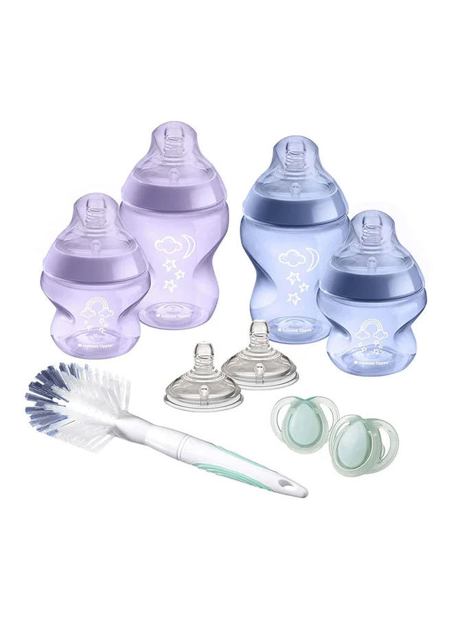 تومي تيبي Closer To Nature Newborn Baby Bottle Starter Kit, Breast-Like Teats With Anti-Colic Valve, Mixed Sizes, Pink