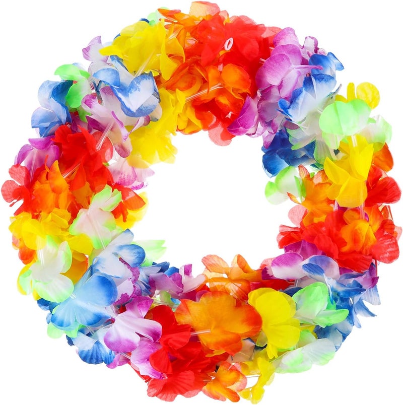 Jovitec 4 Pack Lei Hawaiian Flowers Garland 20 Feet Each Tropical Multicolor Tropical Flower Lei Garland Flower Leaves Banner for Home Hawaiian Luau Decorations - Image 2