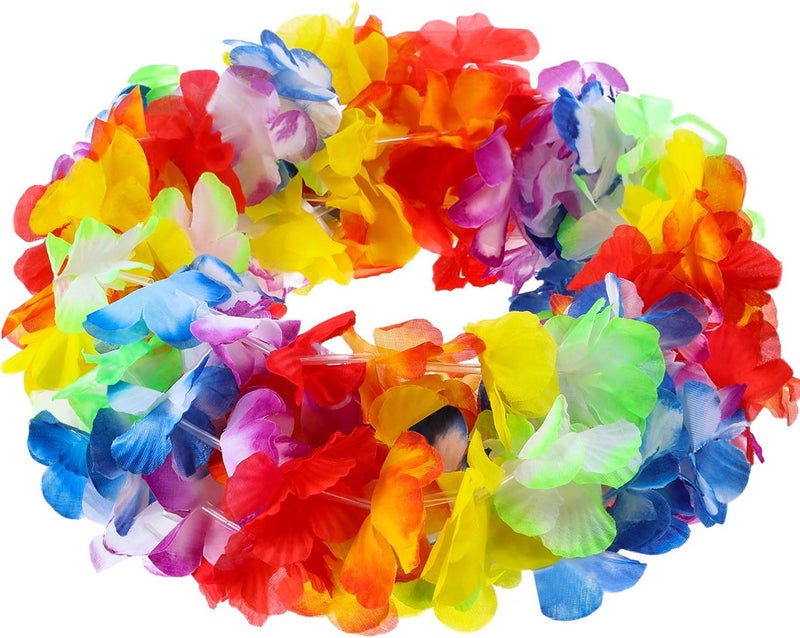Jovitec 4 Pack Lei Hawaiian Flowers Garland 20 Feet Each Tropical Multicolor Tropical Flower Lei Garland Flower Leaves Banner for Home Hawaiian Luau Decorations - Image 3