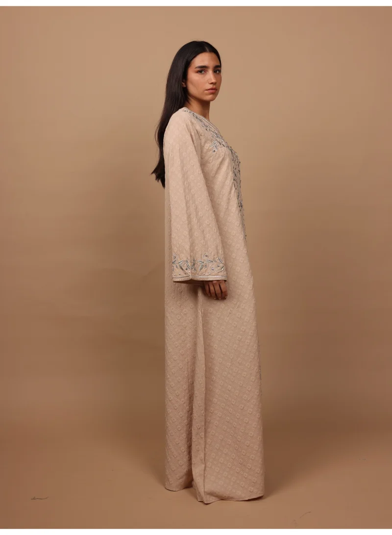 IKKXA  IKKXA Crystal Vine Embroidered Jalabiya IK6045 Brown for Women | Best Price UAE