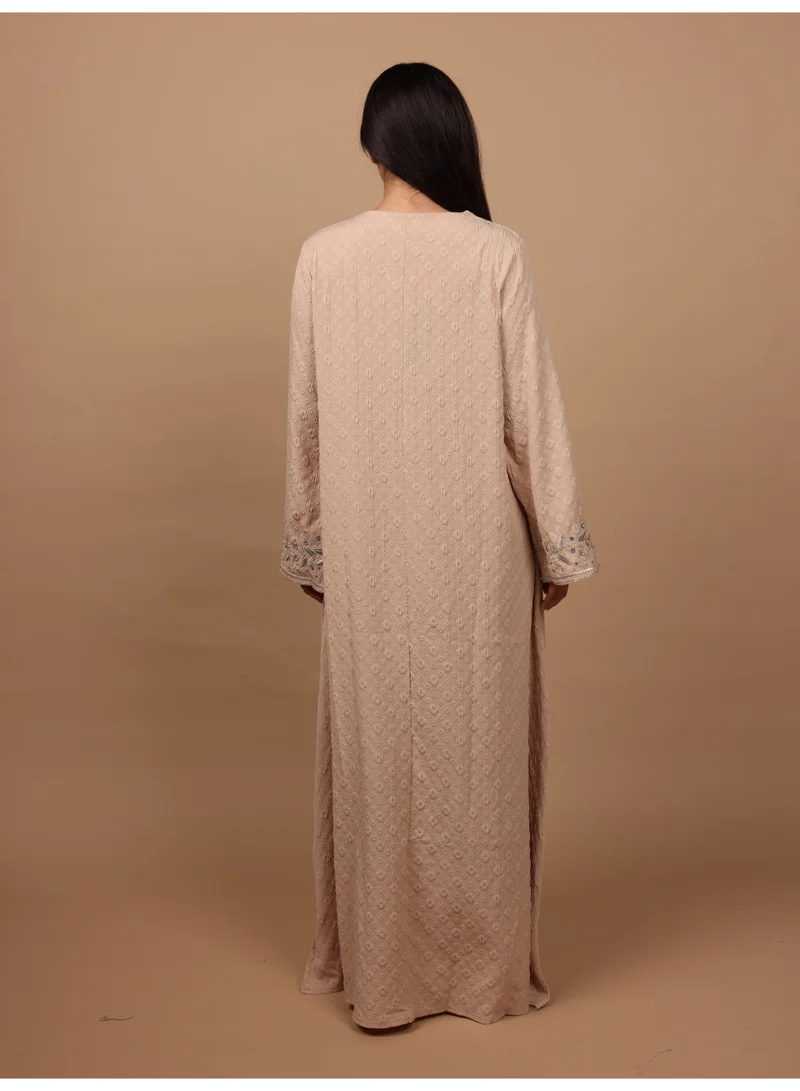 IKKXA  IKKXA Crystal Vine Embroidered Jalabiya IK6045 Brown for Women | Best Price UAE