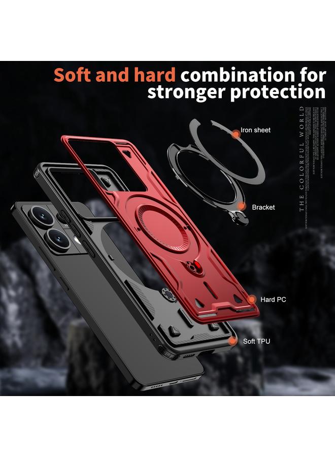 S-TOP Case For Redmi Note 13 Pro 5G PC Hybrid TPU Armor MagSafe Ring Holder Phone Case - Image 5