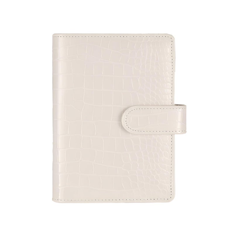 eleger A5 6 Ring Binder Cover Crocodile - Large PU Leather Notebook Binder with Hidden Snap Buckle, Refillable Budget Planner, Beige - Image 1