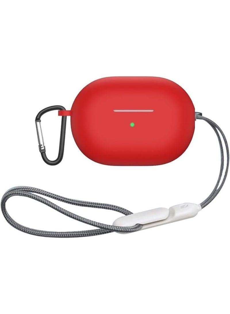Silicone Protective Case Compatible with Huawei Freebuds Pro 3 with Carabiner and Lanyard Red