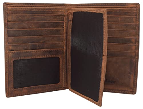MARSHAL Bifold Leather RFID Blocking Wallet For Men & Women | Genuine Leather Holder With 20 Slots, 2 Bill Compartments & ID Window | Hipster wallet Money, Driver’s License, Travel & More (Vintage) - Image 1