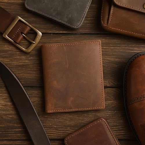 MARSHAL Bifold Leather RFID Blocking Wallet For Men & Women | Genuine Leather Holder With 20 Slots, 2 Bill Compartments & ID Window | Hipster wallet Money, Driver’s License, Travel & More (Vintage) - Image 3