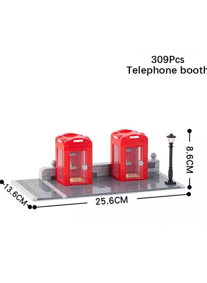 Loquat Creative Children's City Family Series Small Particle Puzzle Building Block Toys(Telephone Booth 300pcs) - Image 2