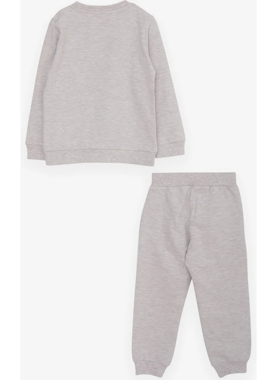 Breeze Boy's Tracksuit Set Astronaut Bears Printed 2-6 Years, Beige Melange