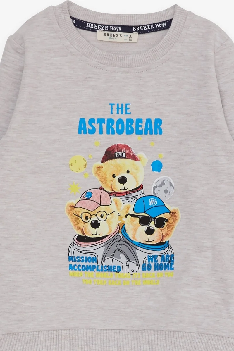 Breeze Boy's Tracksuit Set Astronaut Bears Printed 2-6 Years, Beige Melange