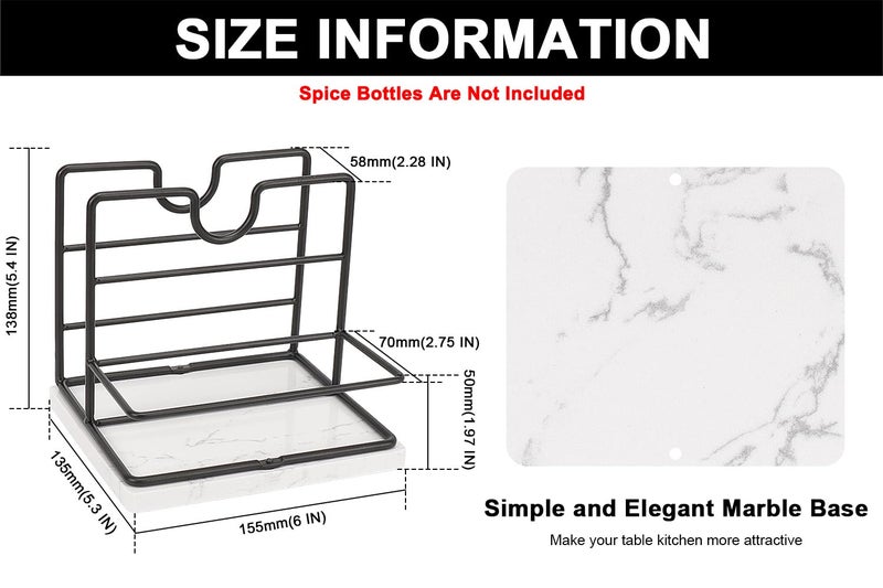 Livabber Napkin Holder, Metal Napkin Storage with Salt and Pepper Shakers Caddy Modern Napkin Dispenser for Table Kitchen Countertop, Not Including Salt and Pepper Shakers (Middle Marble, Black) - Image 2