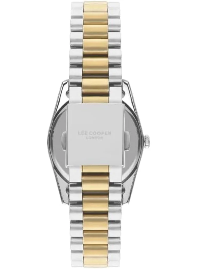 Lee Cooper Lee Cooper Women's 2035 Movement Watch, Analog Display and Metal Strap - LC07825.220, Silver/Gold