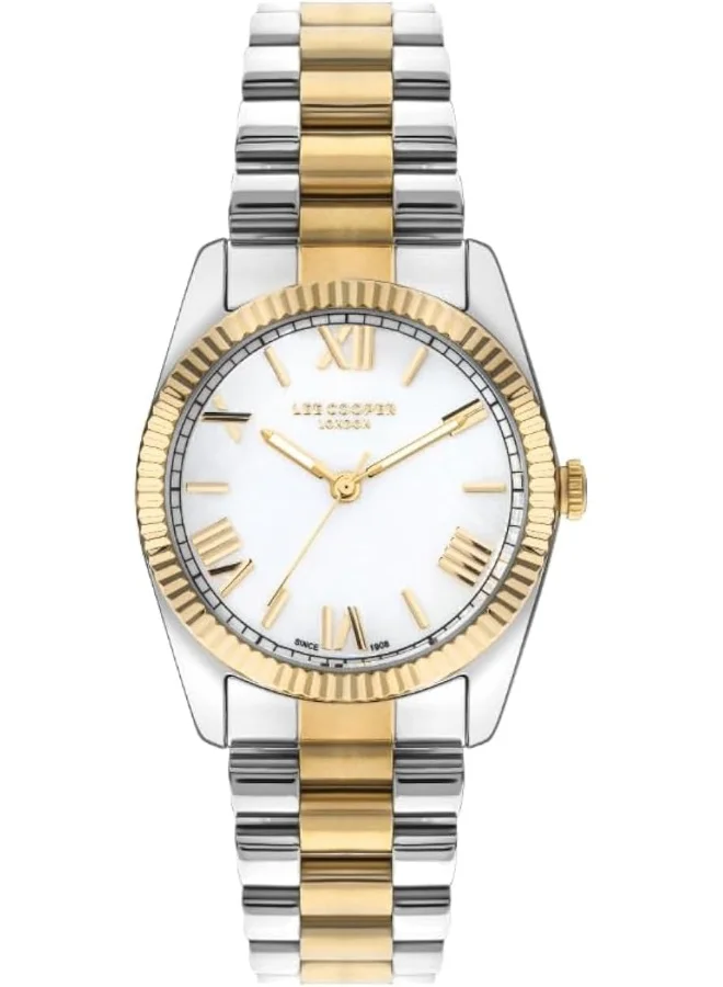 Lee Cooper Lee Cooper Women's 2035 Movement Watch, Analog Display and Metal Strap - LC07825.220, Silver/Gold