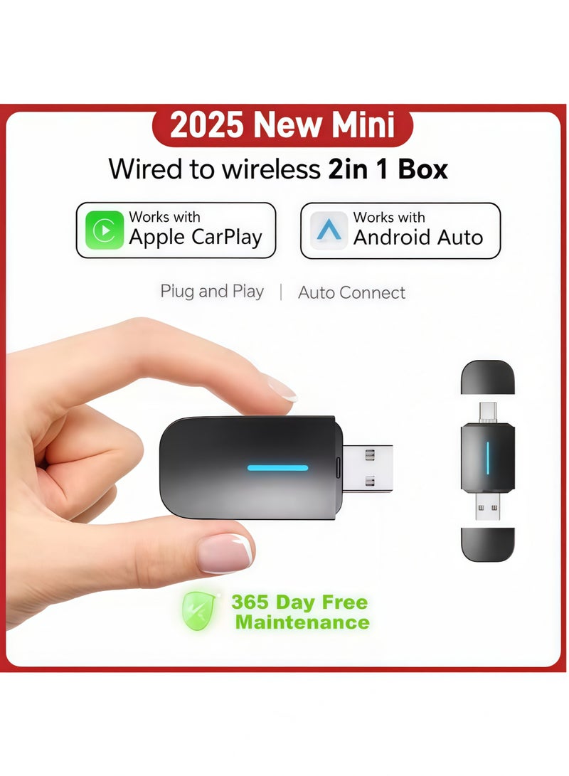 Generic Mini Box Wired to Wireless CarPlay and Android Auto 5GHz WiFi5 Transmission Speed Plug and Play Fashionable and Portable  - Image 1