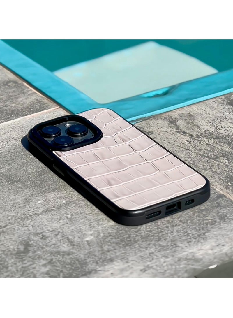 A-Case It's My Case Javan Series Fashion Genuine Leather Magnetic Case for iPhone 15 Pro, Supports MagSafe Wireless Charging, Slim and Durable Design, 6-Foot Drop Protection – Leather Grey - Image 2