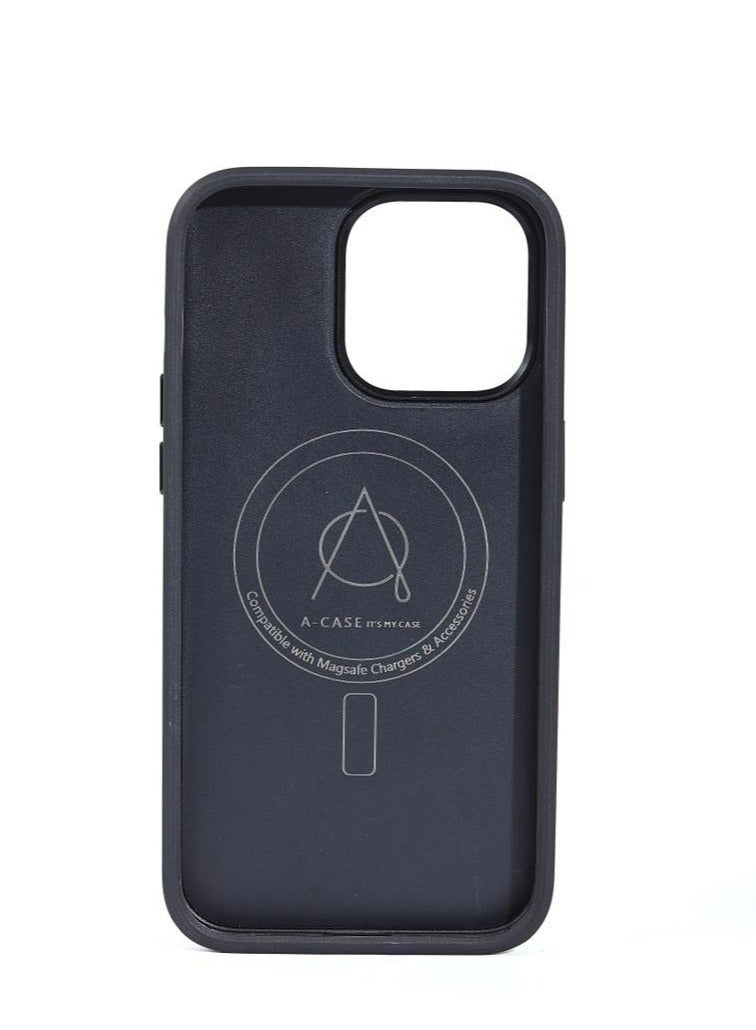 A-Case It's My Case Javan Series Fashion Genuine Leather Magnetic Case for iPhone 15 Pro, Supports MagSafe Wireless Charging, Slim and Durable Design, 6-Foot Drop Protection – Leather Grey - Image 3