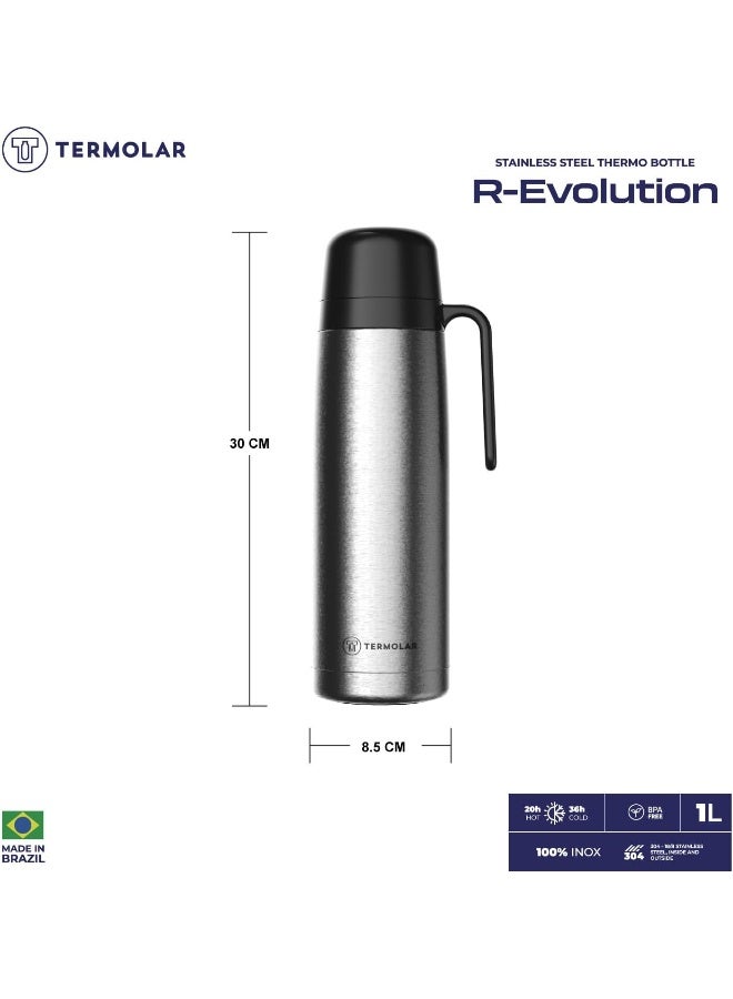 Termolar Termolar Stainless Steel R-Evolution Silver Vacuum Insulated Bottle, Portable Bottle, Indoor and Outdoor Use, 1 Ltr  - Image 3