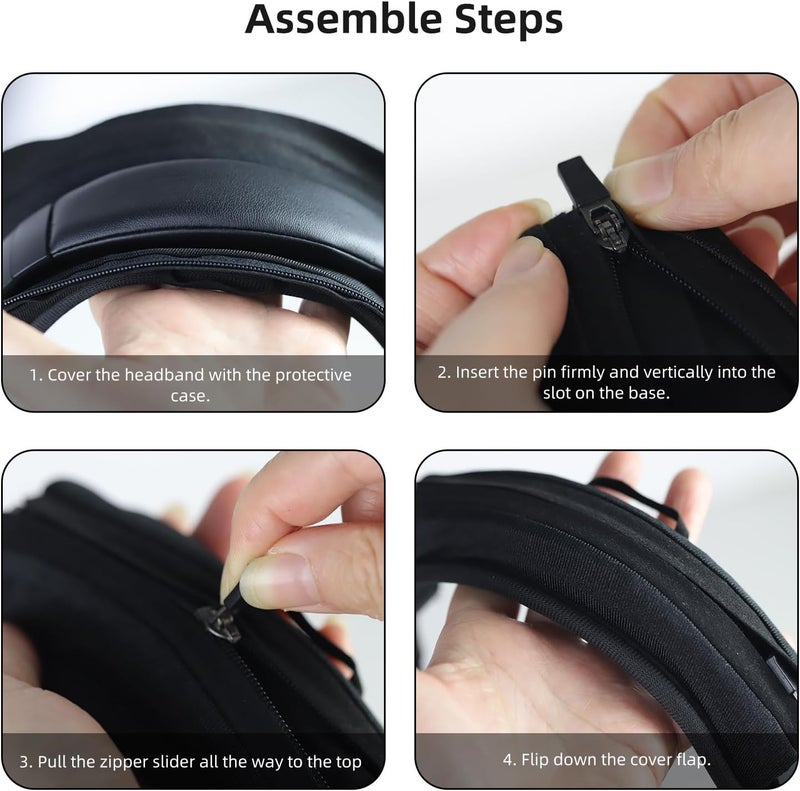 okcsc Headphone Headband Cover Sleeve, Headphone Headband Protector with Zipper Installation?Universal Replacement Headband Cushion Pad Cover Protector?Suitable for Most Headphones - Image 5