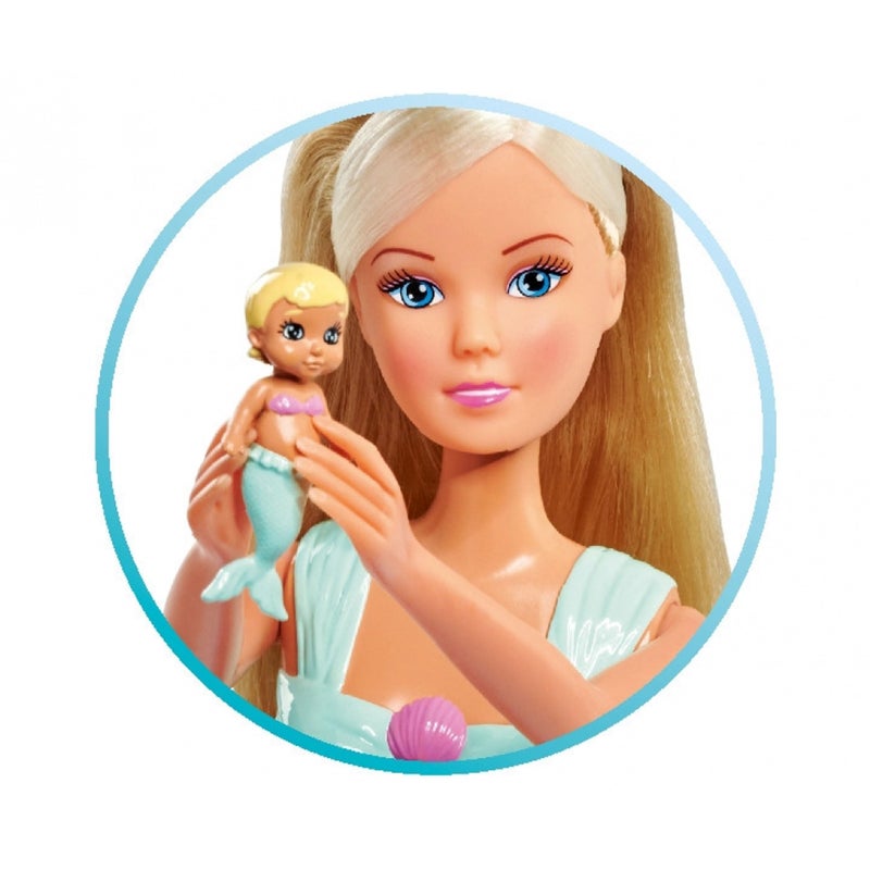 Simba عائلة سمبا 105733524 ستيفي لوف حورية البحر، دمية كحورية حامل مع كيفن كحوري، مع سرير طفل، 29 سم ملابس، دمى ألعاب، للأطفال من 3 سنوات - Image 5
