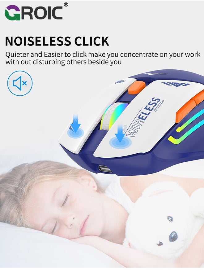 Blue Computer RGB Wired Mouse, Ergonomic Silent USB Mice Portable Mecha Style Mouse for Mac MacBook Desktop Laptop